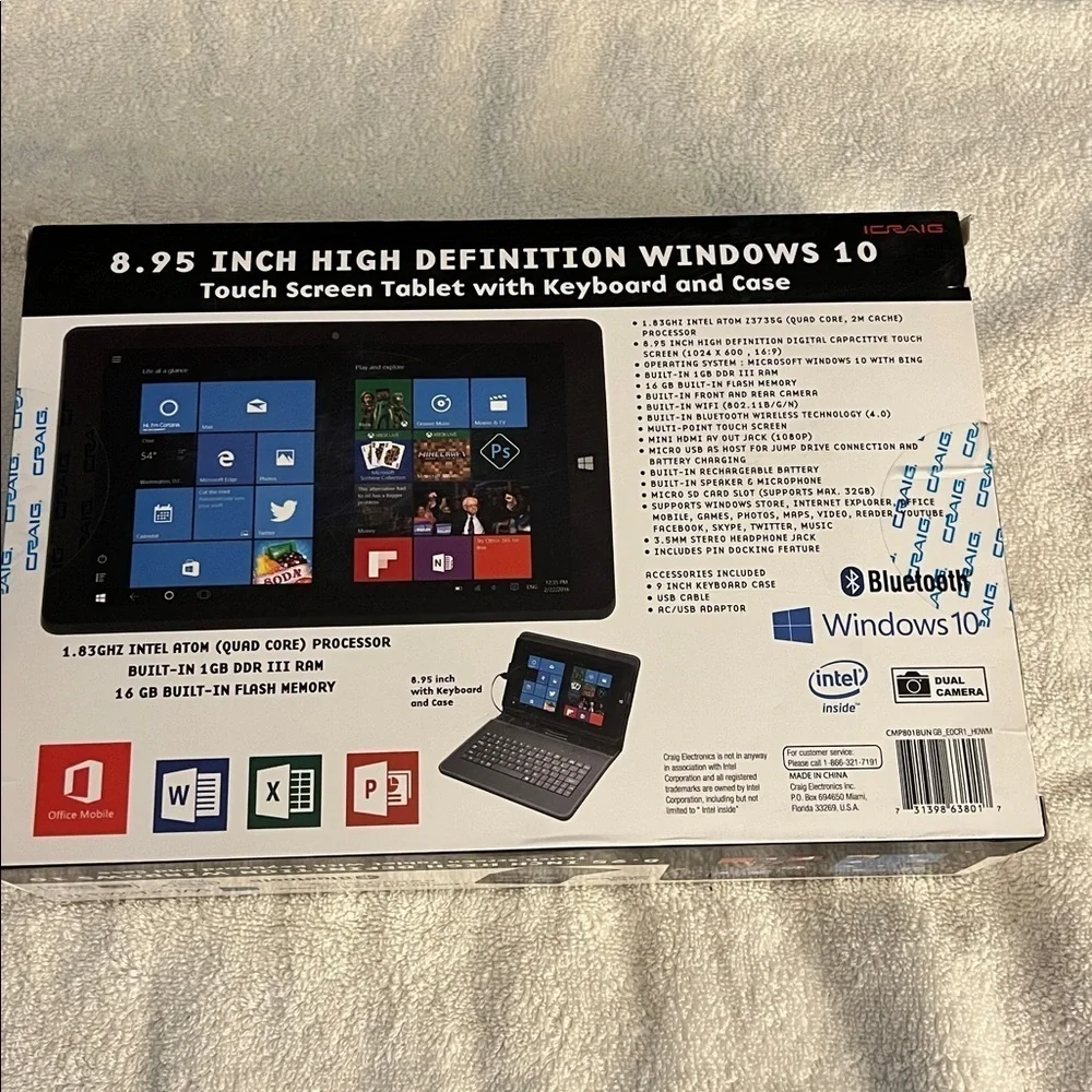 Black Windows 10 Tablet with Keyboard